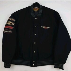 Harley-Davidson Black Varsity Jacket with Patches Large